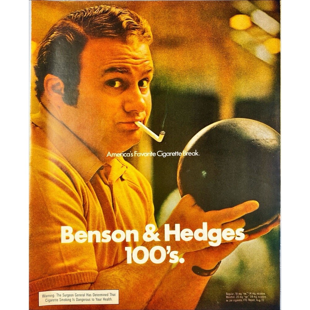 Benson & Hedges 100's Cigarettes "America's Favorite" Vintage Print Ad 1963